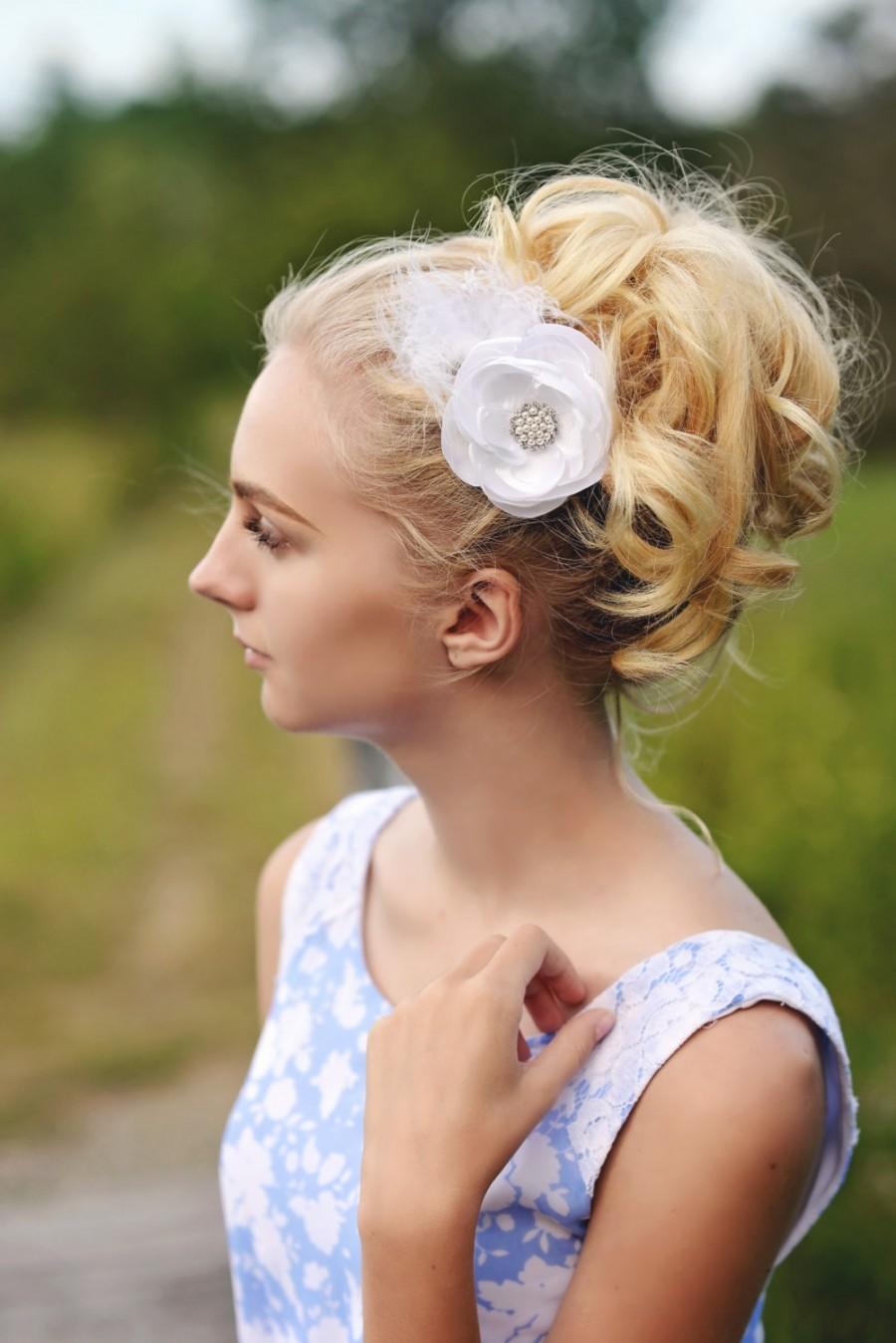 Свадьба - White hair flower - Wedding hair flower - Bridal hair piece - Hair accessories - Bridal hair comb - Bridal head piece - Flower headpiece