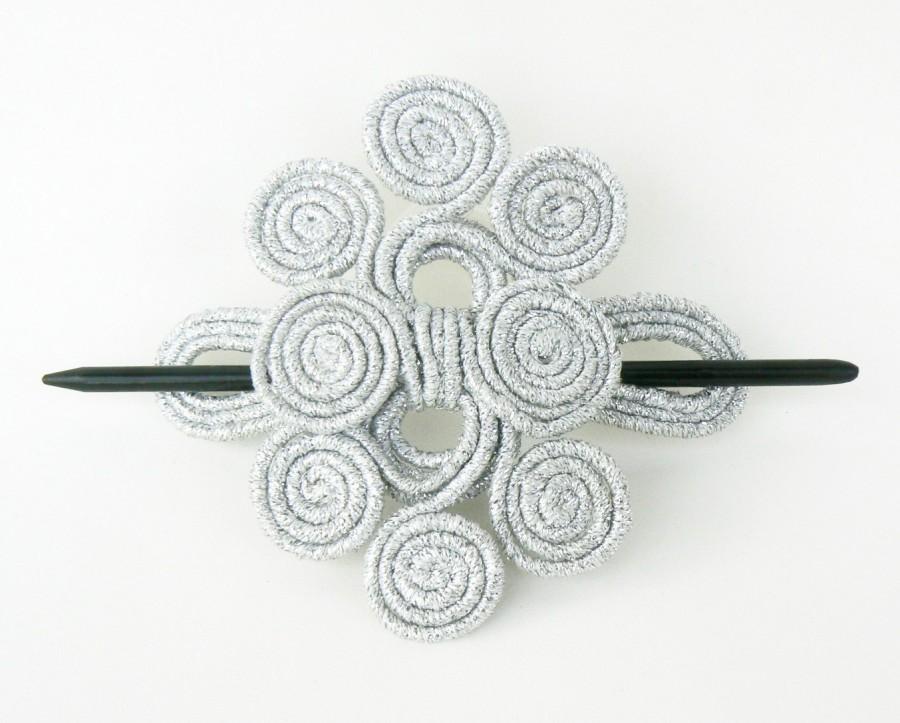 زفاف - Bridesmaid hair accessory, Metal hair pin, Hairstyle sparkly fascinator, Wedding silver barrette, unique Headdress, Shawl Pin brooch, Stick