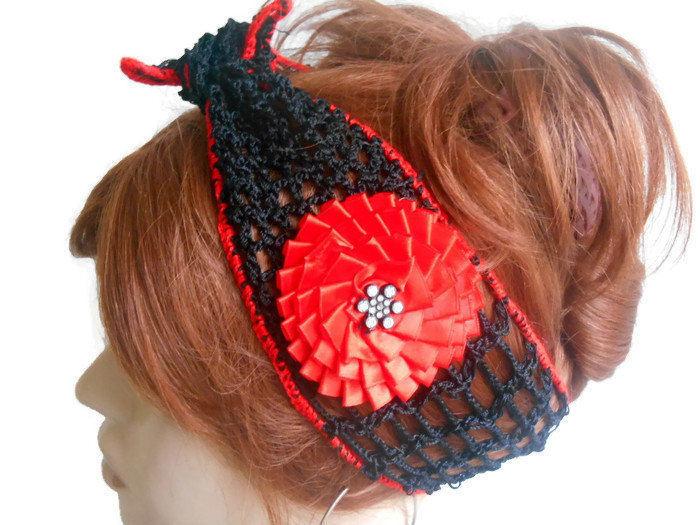 Mariage - Black Women Headband, Flower Headband, Turban Headband, Headband Adult, Boho Headband, Women Headband, Knitted Headband, Crochet Headband