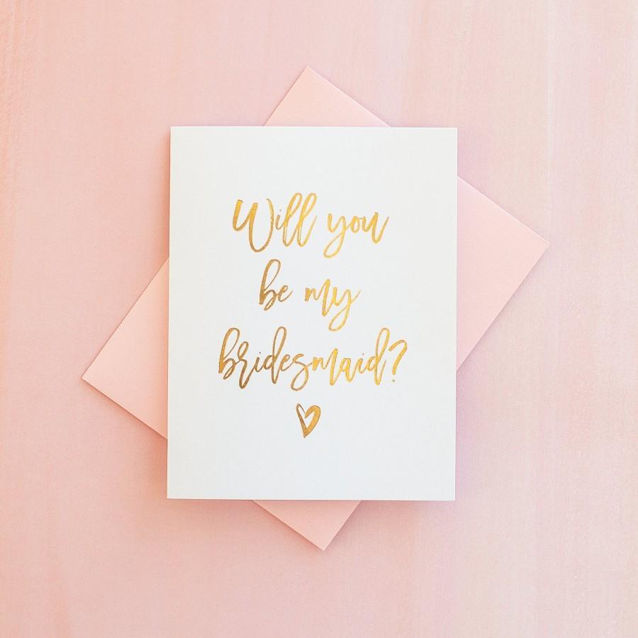 Mariage - Gold Foil Will You Be My Bridesmaid card bridesmaid proposal bridesmaid invitation foil bridesmaid card bridesmaid box bridesmaid gift pink