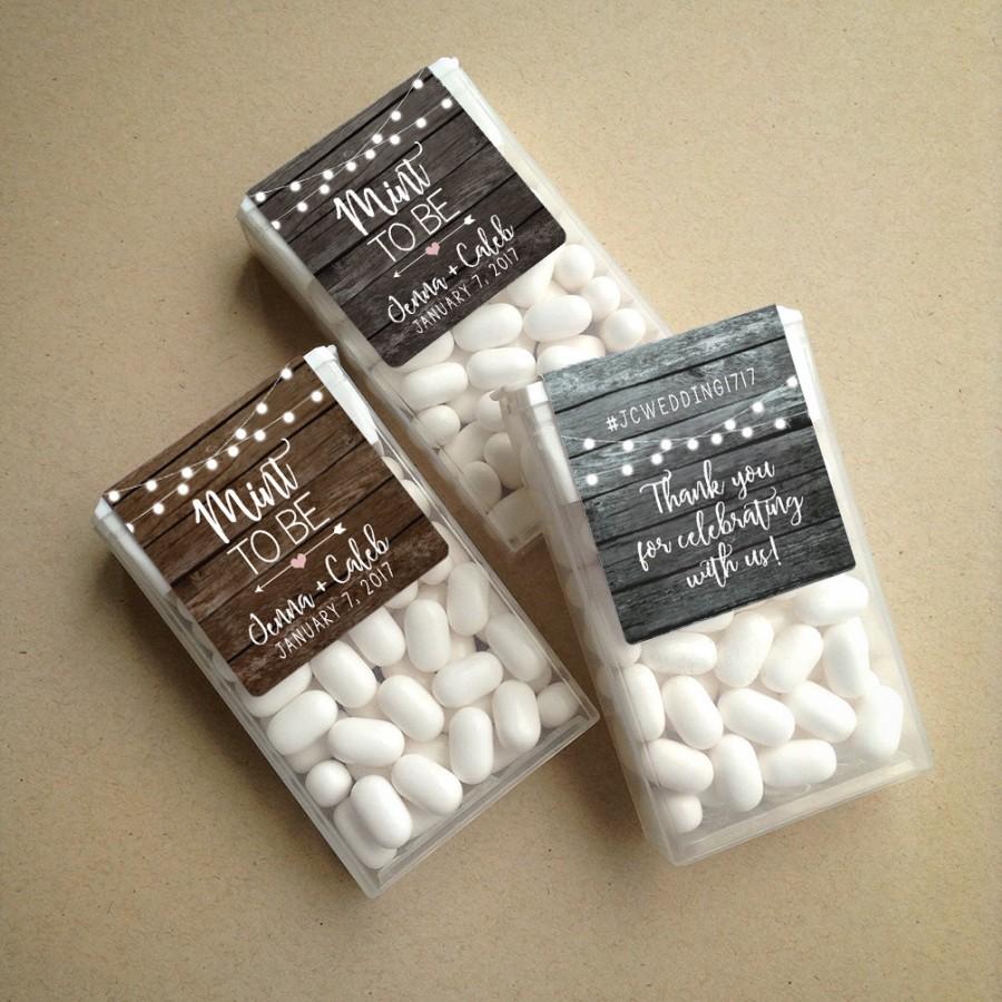 Wedding - Wraparound Rustic Barn Wood & Lights Mint to Be Tic Tac Favor LABELS • Tic Tac Labels • Mint To Be • Mint to Be Favor Labels • Mints