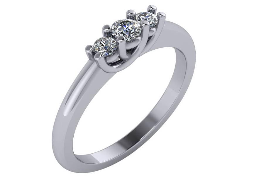 زفاف - 3 Stone Engagement Ring, Simple 3 Stone Engagement Ring, Inexpensive Diamond Ring, 3 Stone Diamond Ring in 14k White gold