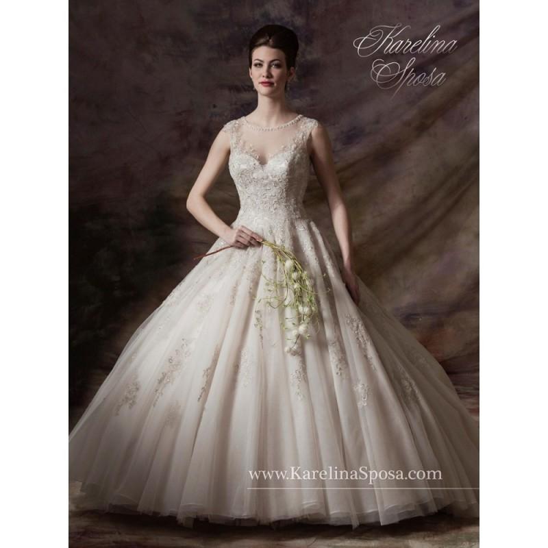 Wedding - Marys F14-C7998 A-Line Tulle Ballgown Illusion Jewel Neckline - Long Round A Line Marys Bridal Wedding Dress - 2017 New Wedding Dresses