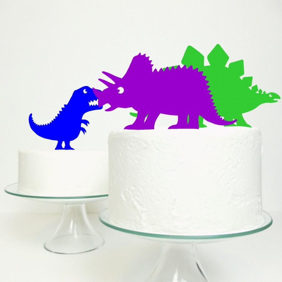 Wedding - Dinosaur Cake Topper - Stegosaurus T-Rex Stegosaurus Triceratops Cake Topper