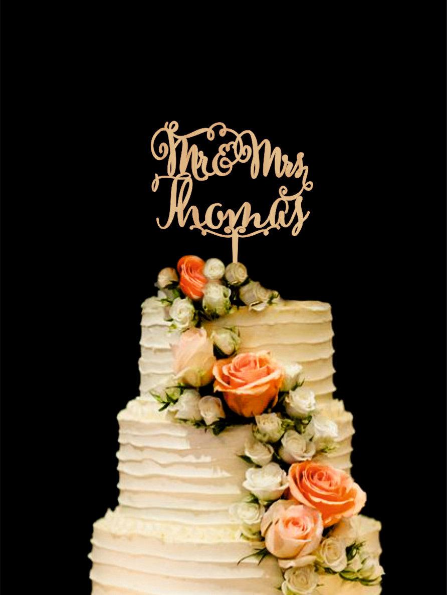 Hochzeit - Wedding Cake Topper Mr Mrs Last Name Personalized  Cake Topper