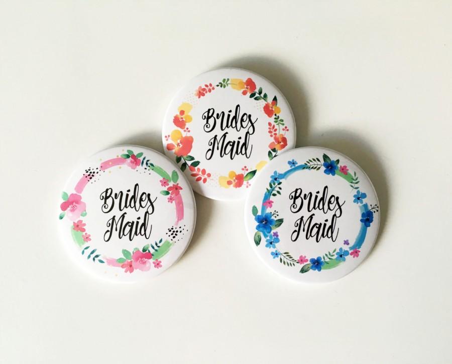 Hochzeit - Bridesmaid Pin, 3" Bachelorette Pins, Bachelorette Button, Bridesmaid Button, Team Bride Pin, Floral Bachelorette, Wedding Party Pin, Bride
