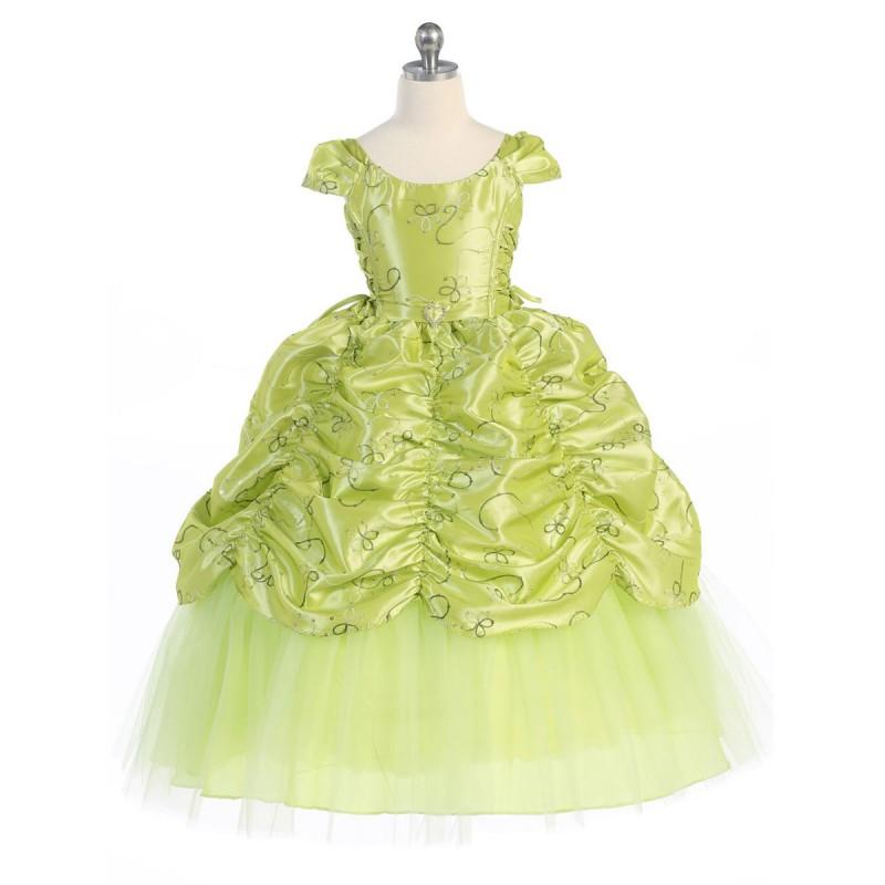Wedding - Lime Taffeta Embroidered Cinderella Dress Style: D596 - Charming Wedding Party Dresses