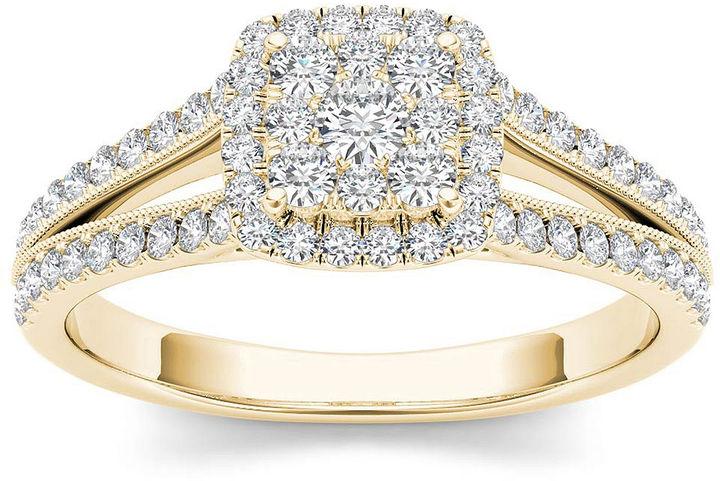 Hochzeit - MODERN BRIDE 1/2 CT. T.W. Diamond 10K Yellow Gold Engagement Ring