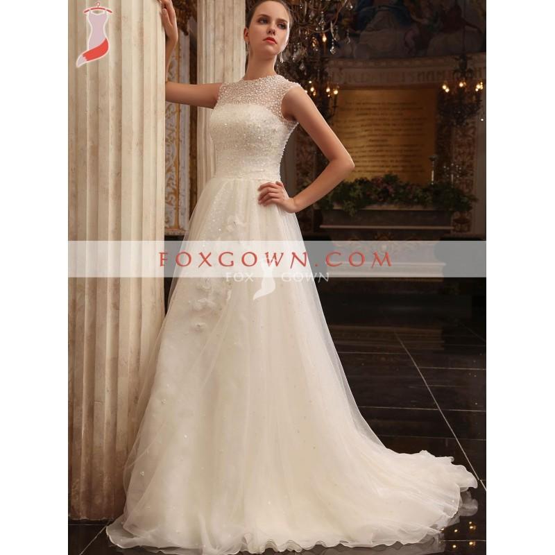Wedding - Luxus a-line Brautkleid mit Sicke schiere Mieder und hohen Reißverschluss zurück - Festliche Kleider 