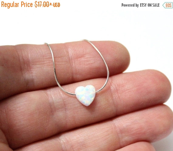 Mariage - Spring Sale Opal Heart, Opal Necklace, White Heart Necklace, Opal Heart, Gold Filled, Tiny Minimalist, Everyday Necklace, Sterling Silver Ne