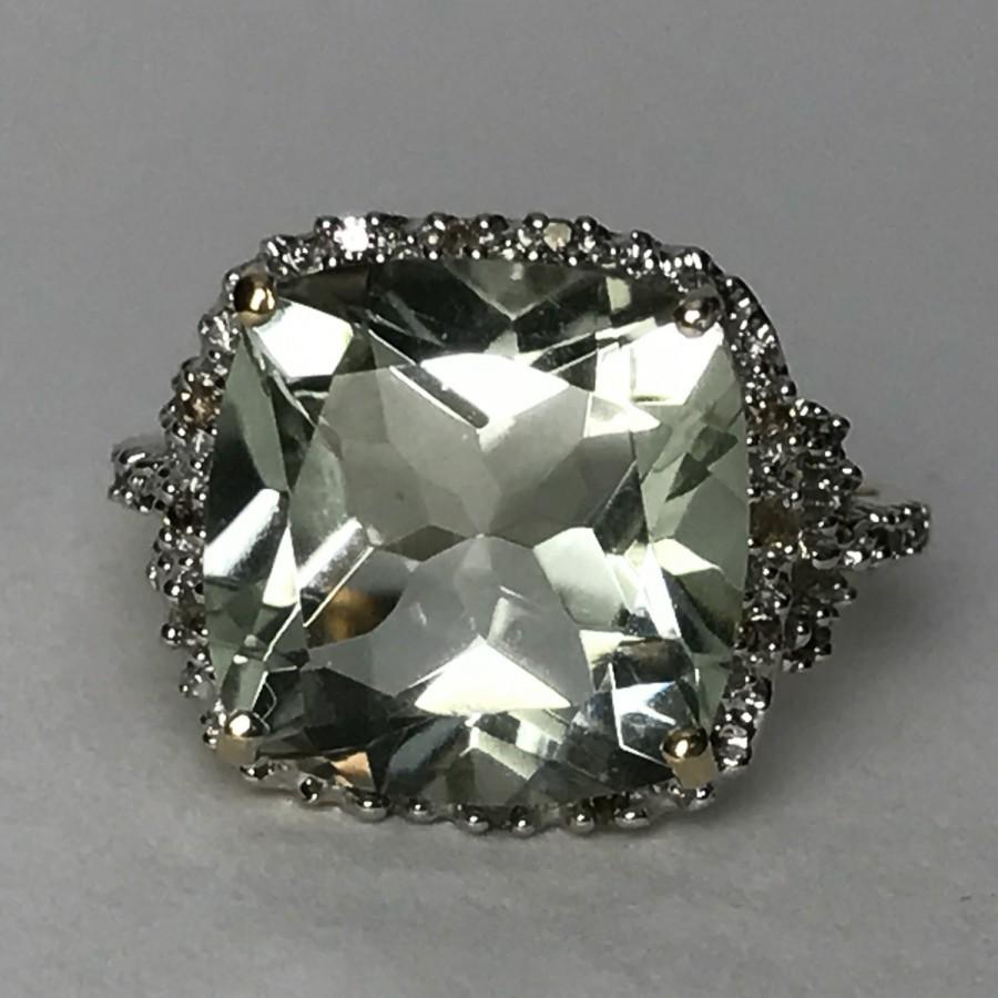 Wedding - Vintage Aquamarine Ring. Diamond Halo. 14k Yellow Gold. Unique Engagement Ring. March Birthstone. 19th Anniversary Gift. Estate Jewelry.