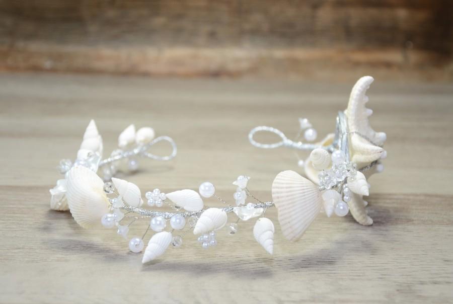 زفاف - Beach Wedding Crown Starfish Seashells Mermaid Crown Nautical Wedding Headpiece Destination Wedding Headband Starfish tiara rustic Ariel
