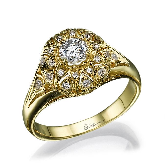 Mariage - Antique Engagement Ring, Vintage Engagement Ring, Unique Engagement Ring, Art Deco Engagement ring, Wedding Ring, Engagement band, gift