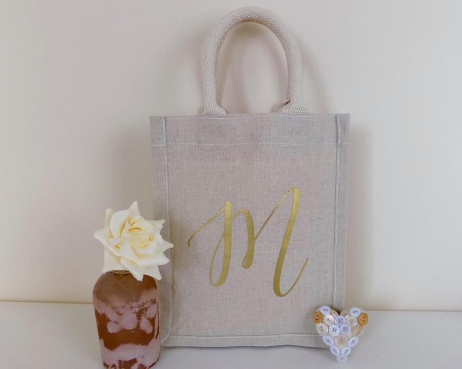 Wedding - Bridesmaid Gift - Personalised Initial Cotton Hemp Bag, Ideal Wedding Gift - Shopping Bag - Personalized Wedding Bag, Maid of Honour