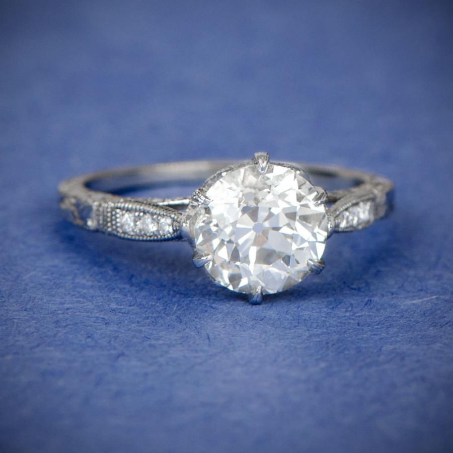 زفاف - 1.78ct Vintage Style Engagement Ring - Antique Diamond and Estate Ring - Vintage Diamond Solitaire Engagement Rings