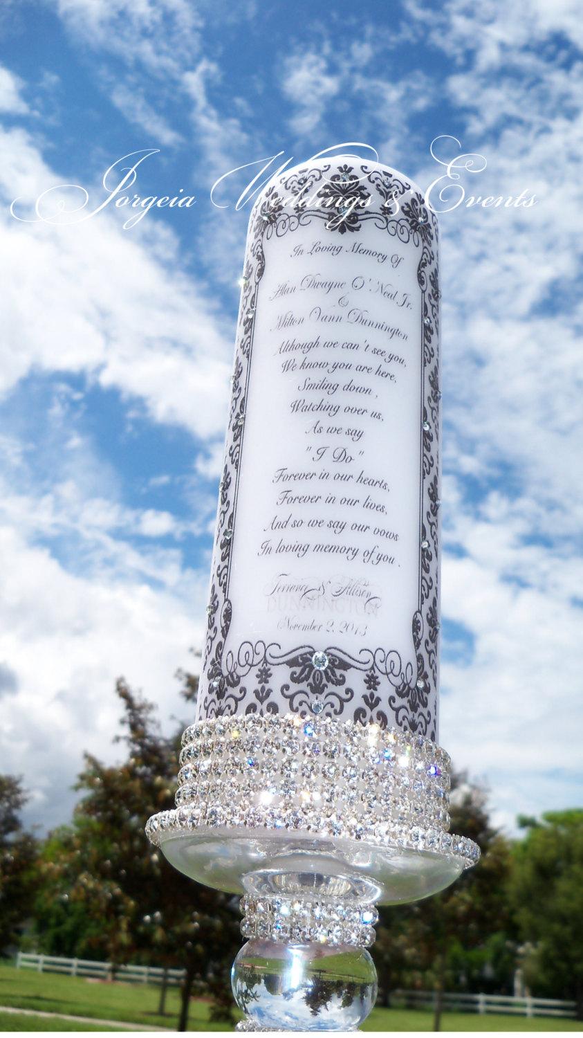 زفاف - Pure Diamond Damask Memorial Candle set.... Holder included