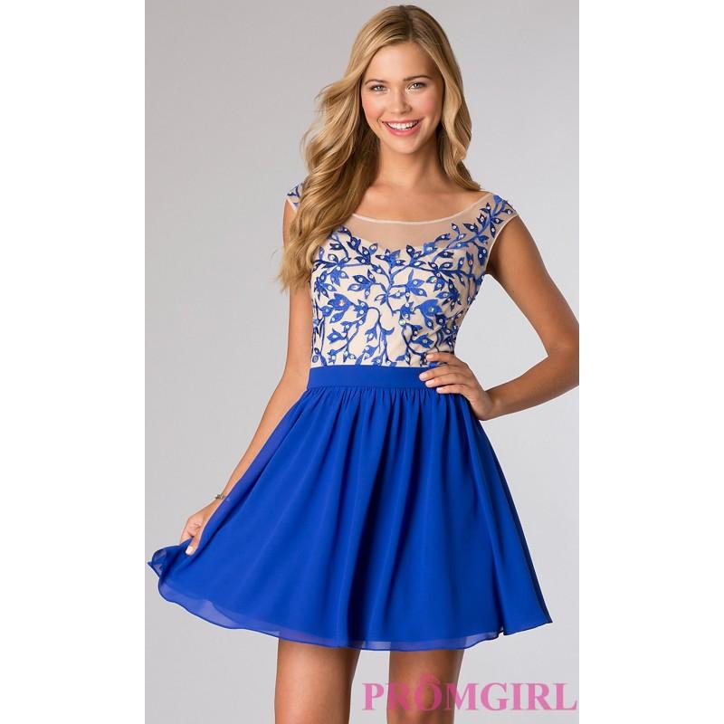 زفاف - Electric Blue Short Open Back Party Dress - Brand Prom Dresses