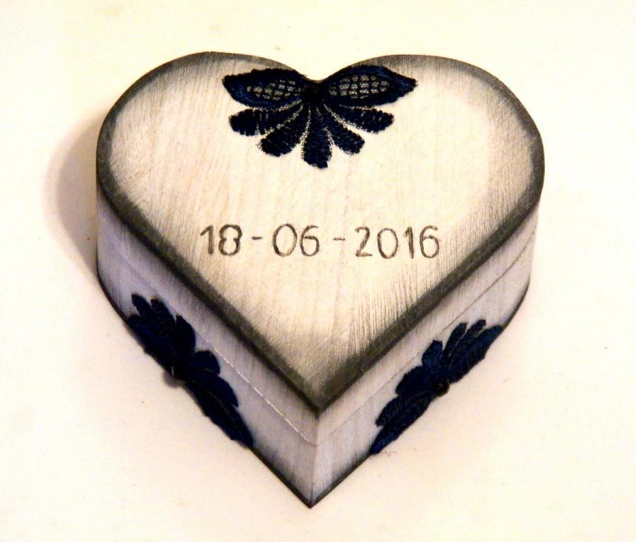 Mariage - Personalized Ring Box, Couple Ring Box, Wedding Ring Box, Love Heart Box, Personalized Ring Bearer Box, Heart Ring Box, Wedding Wooden Box - $19.00 EUR