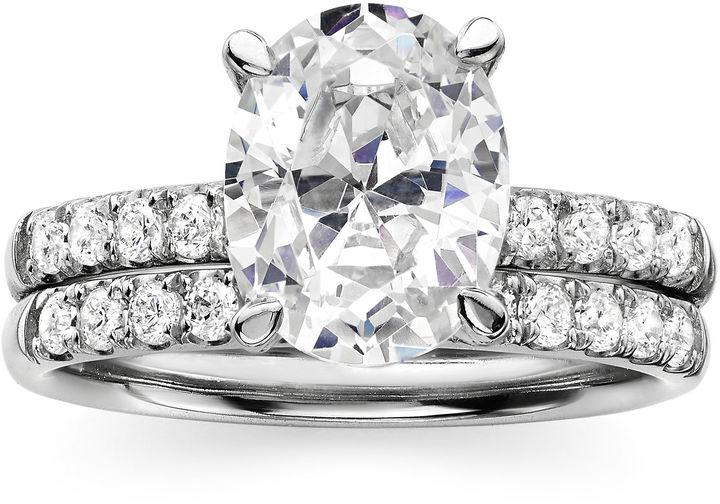 Hochzeit - FINE JEWELRY Diamonart Sterling Silver Cubic Zirconia Bridal Ring Set