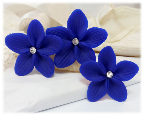 Свадьба - Blue Hair Flowers - Blue Flower Hair Pins