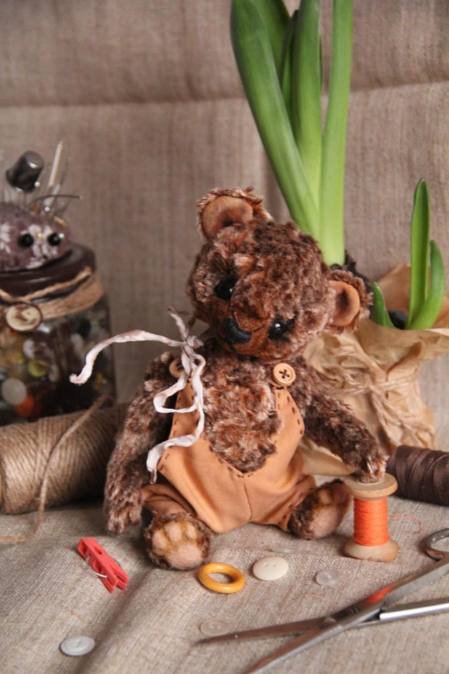 Wedding - Teddy bear art collectible toy . Height 7.5  inch (19 cm).