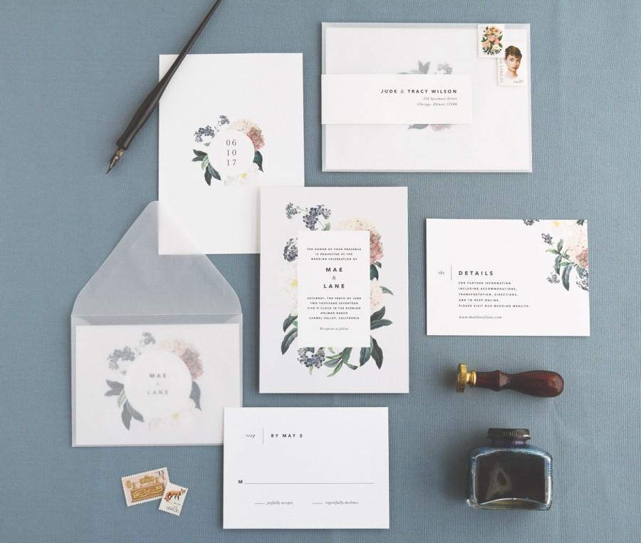 Wedding - Mae Wedding Invitation & Correspondence Set / Botanical Floral Invitation / Sample Set