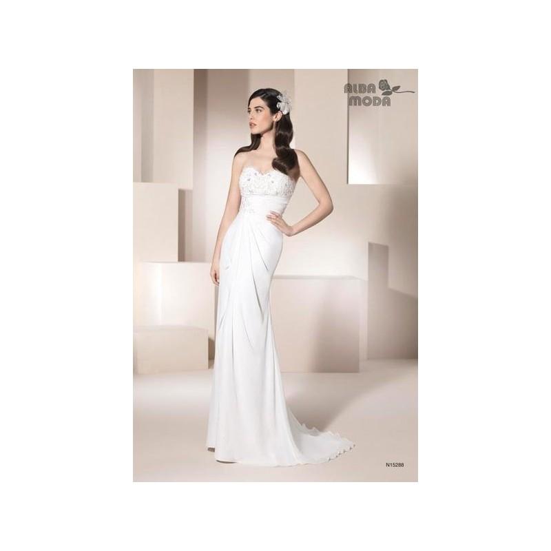 زفاف - Vestido de novia de Alba Moda Modelo N15288 - 2015 Recta Palabra de honor Vestido - Tienda nupcial con estilo del cordón
