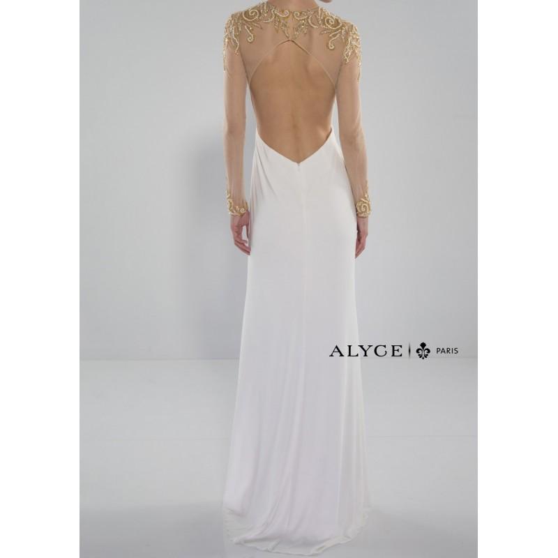 Hochzeit - Alyce 6375 Sheer Beaded Sleeve Slim Fit Gown - 2017 Spring Trends Dresses