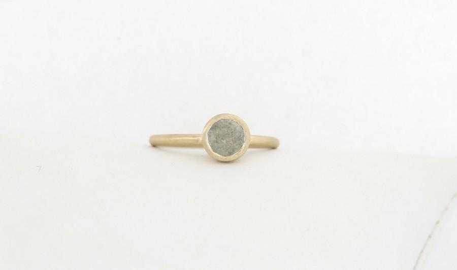 زفاف - 0.93 Carat Matte Yellow Gold Round Brilliant Cut Diamond Engagement Ring, Matte Yellow Solid Gold Dainty Engagement Ring