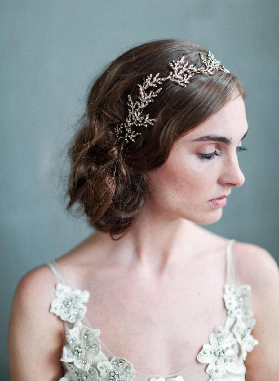 Mariage - Bridal headpiece - Gilded crystal encrusted branch headpiece - Style 707 - Ready to Ship