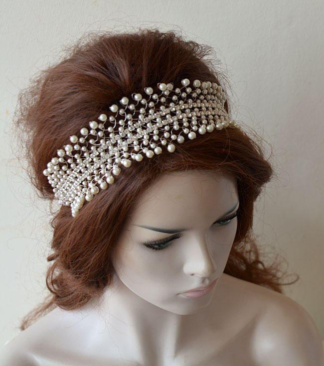 Wedding - Wedding Headband, Bridal Hair Accessories, Pearl Headband, Pearl Headpiece, Bridal Headpiece, Wedding Hair Jewelry - $87.00 USD