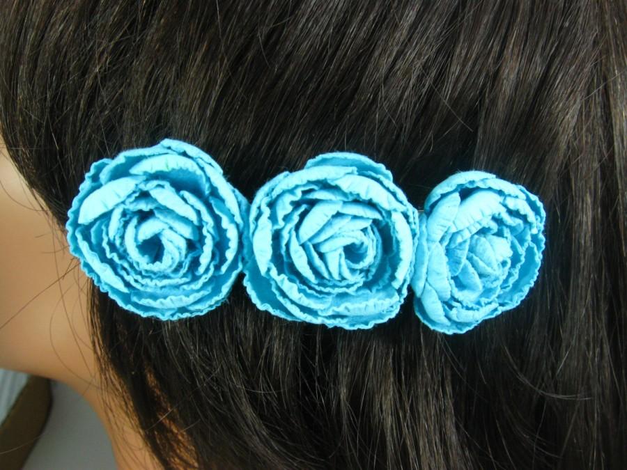 زفاف - Wedding Flower Hair Clip, Something Blue, Wedding Barrette, Bridal Hair Accessories