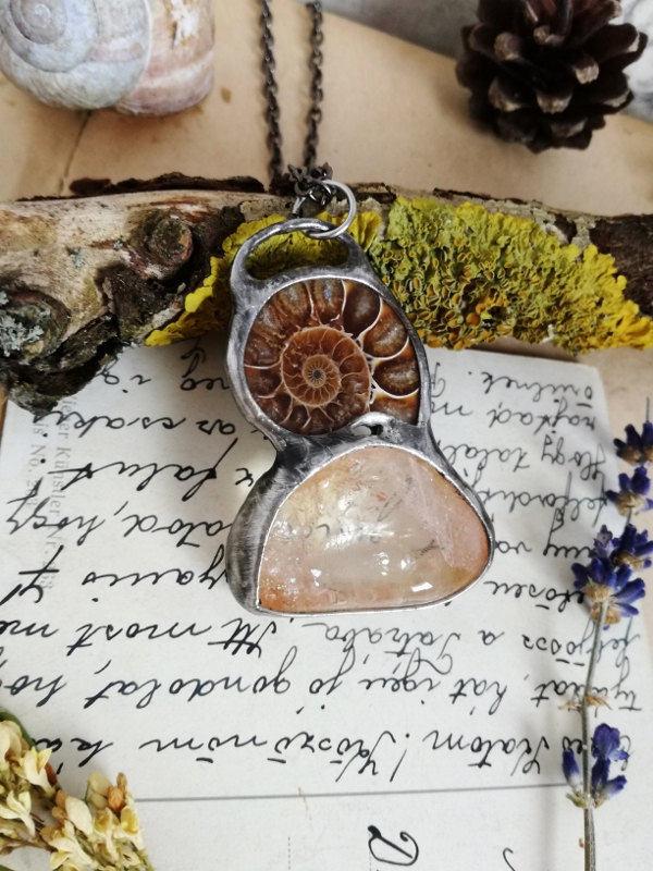 Wedding - CITRINE Necklace,Ammonite Fossil,Ammonite Necklace,Prehistoric Relic,Bohemian,Ammonite Pendant Necklace,Shell Boho