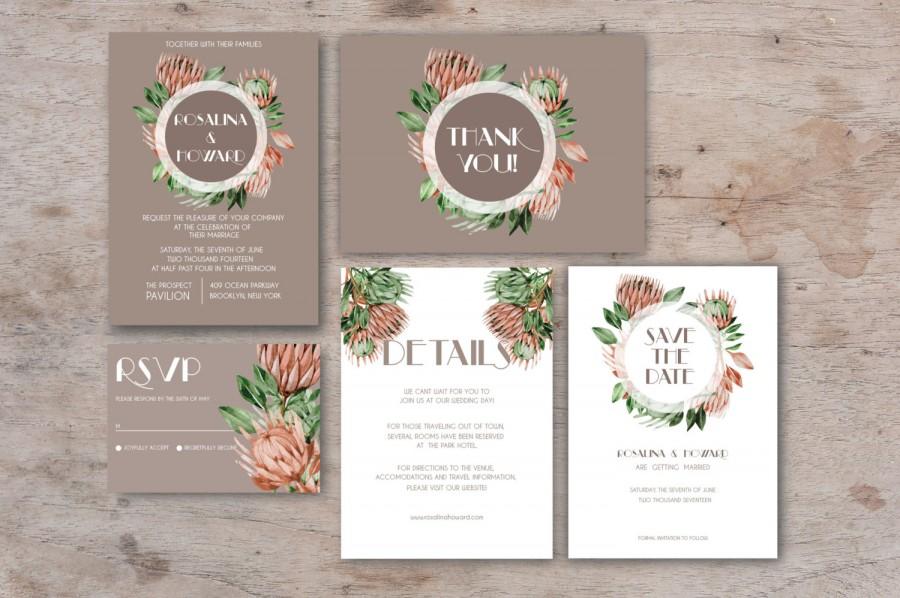 Hochzeit - Boho wedding invitation, Wedding Invitation Template, Wedding invitation Printable, Floral Wedding Invitation Set, Invitation Suite, PDF