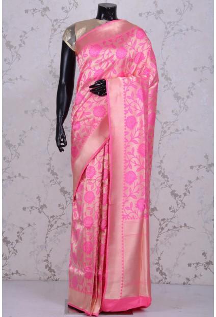 Hochzeit - Pure Banarasi Silk-Pink & Gold
