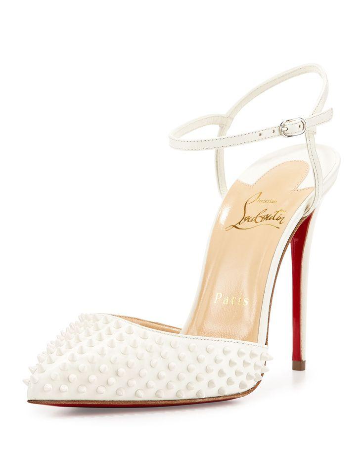 Mariage - Baila Spike Leather Red Sole Pump, White