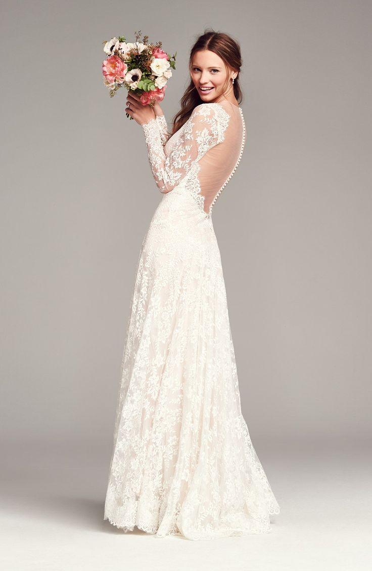 Hochzeit - Women's Watters 'Arcelia' Illusion Yoke A-Line Lace Gown