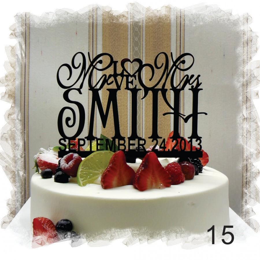 زفاف - Monogram Cake Topper Mr and Mrs With Your Family Name and Wedding Date  - Handmade Custom Wedding Unique Cake Topper