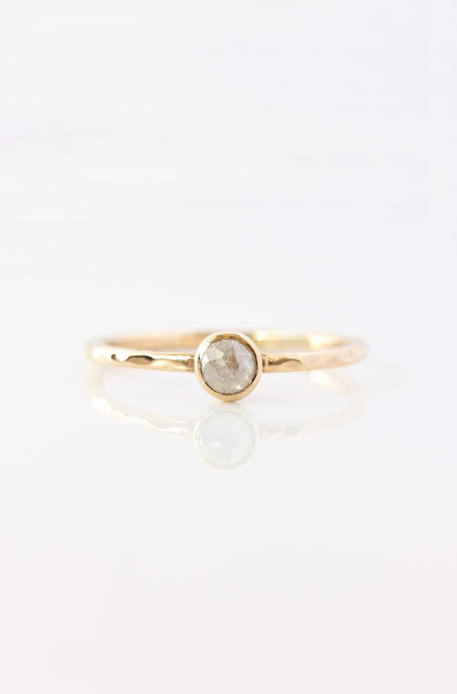 زفاف - Rose cut grey diamond & 14k gold ring, engagement ring, wedding, bridal, custom, conflict free, rose gold, alternative bride, modern, gray