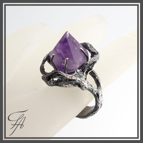 Mariage - Large Amethyst Stone Ring Amethyst Ring Statement Ring Handmade Ring Engagement Ring Large Ring Faceted Stone Ring Gift