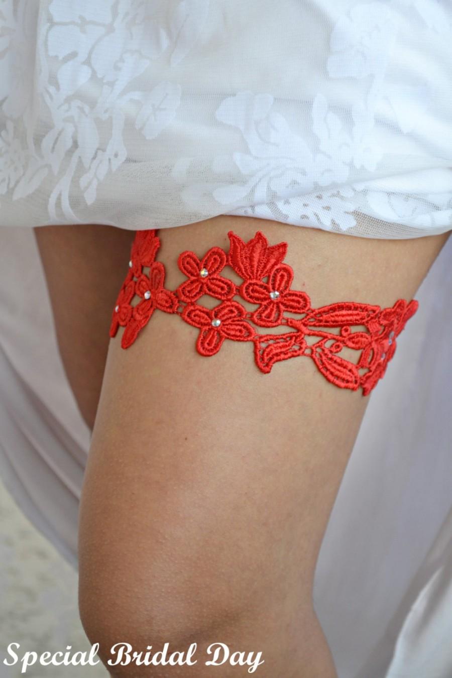 Mariage - Red Bridal Garter, Lace Wedding Garter, Bridal Garter Set, Swarovski  Garter, Lace Garter Set, Handmade Garter, Red Garter, Lace Garter,Gift