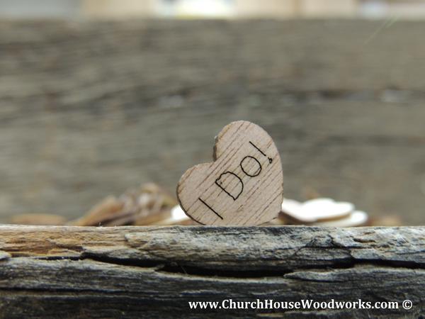 زفاف - I Do! Wood Hearts- Wood Burned- Pack of 100