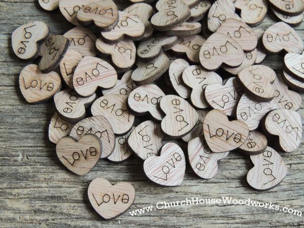 Mariage - Wood Love Hearts
