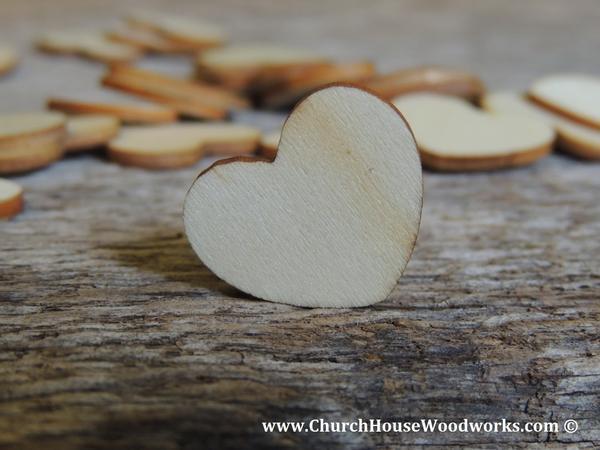 زفاف - Blank 1" Wood Hearts- Wood Burned 100 count