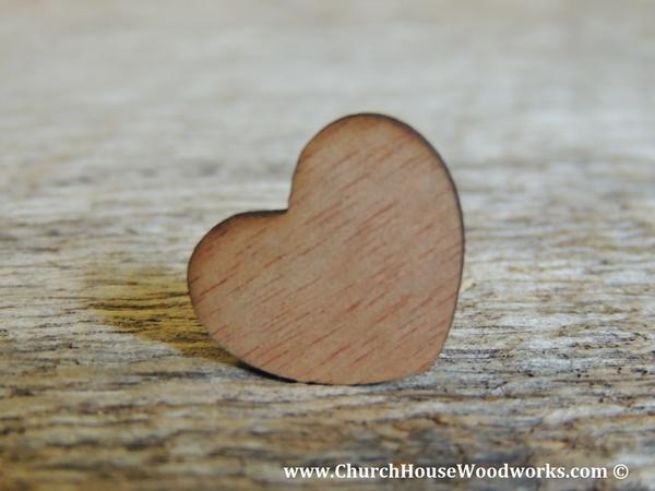 زفاف - Blank 1" Wood Hearts Dark- Wood Burned 100 count