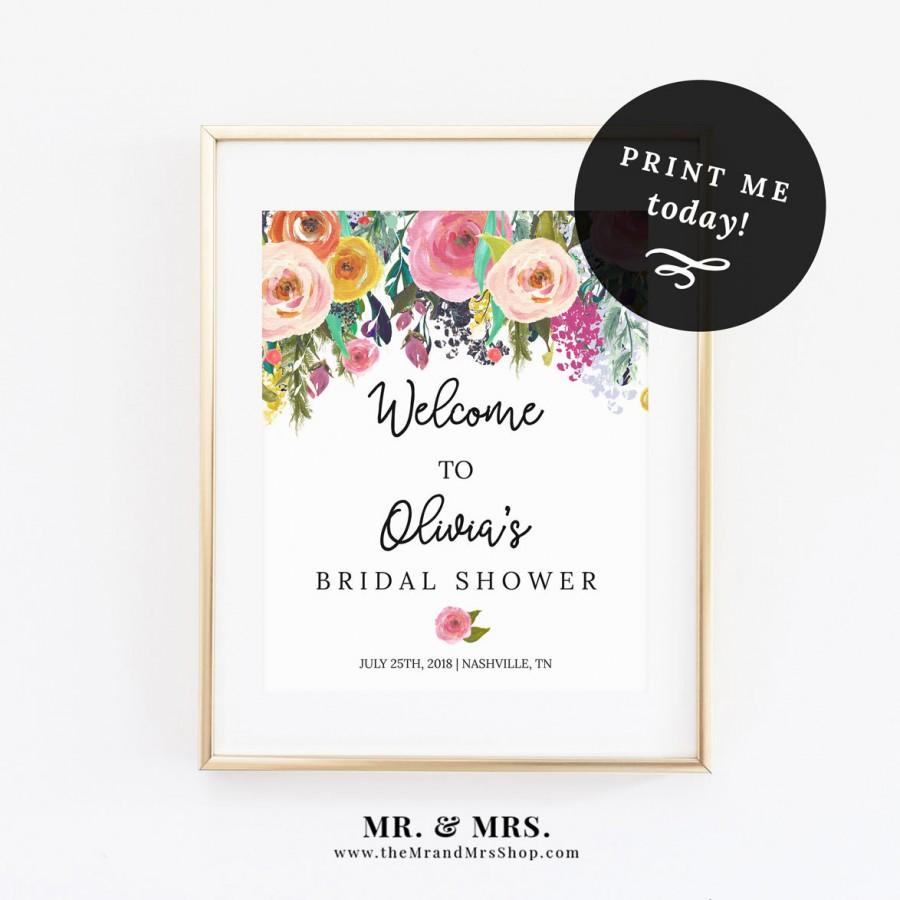 Mariage - Editable Floral Welcome Sign template, Instant Download printable, Any Event Bridal Baby Wedding Baptism Birthday, Customized PDF, MAM106_27