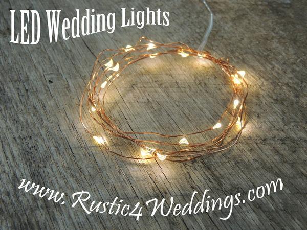 زفاف - 5 Sets Battery Fairy Lights - Warm White on Copper Wire LED Rustic Wedding Lights