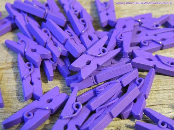 Mariage - Pack of 100 Mini Purple Clothespins