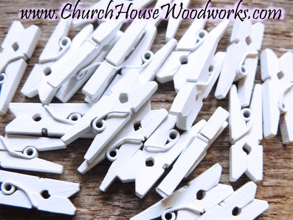 Mariage - Pack of 100 Mini White Clothespins