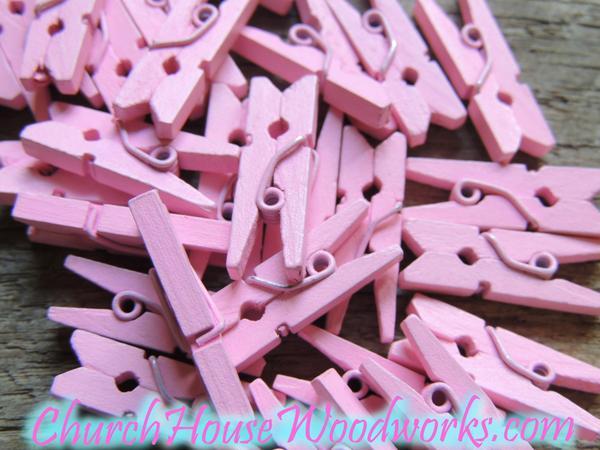 Wedding - Pack of 100 Mini Pink Clothespins